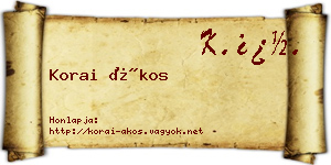 Korai Ákos névjegykártya